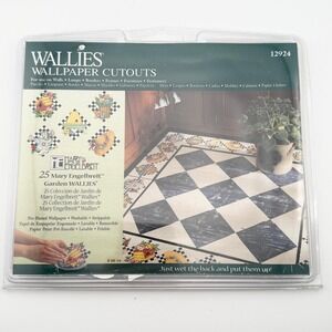 Vintage Mary Engelbreit Wallies Pre-Pasted Wallpaper Cutouts Checkerboard Garden
